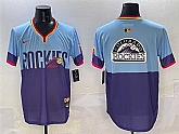 Men's Colorado Rockies Team Big Logo Purple Light Blue 2025 City Connect Limited Stitched Jersey,baseball caps,new era cap wholesale,wholesale hats